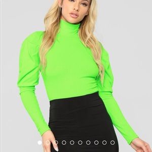 Neon turtleneck crop